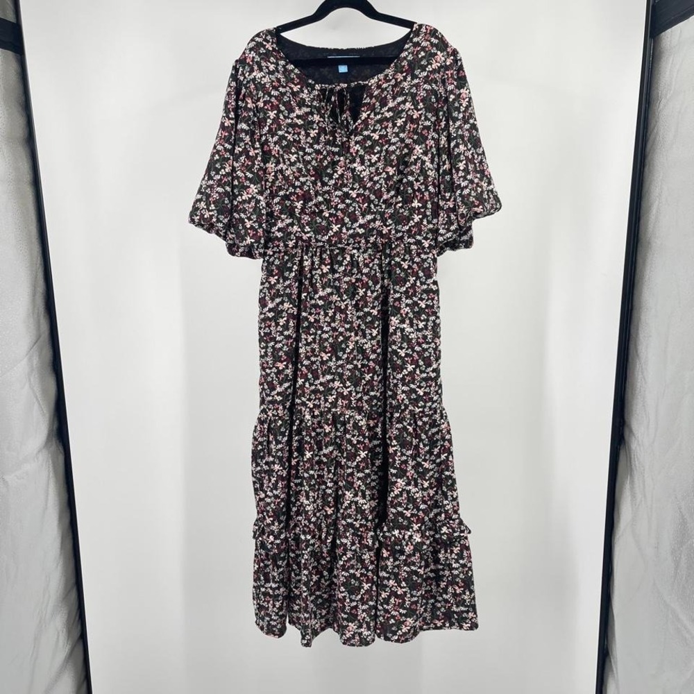 Draper James Floral Maxi Dress Cottagecore Summer XS Tiered Ditzy Boho Prairie